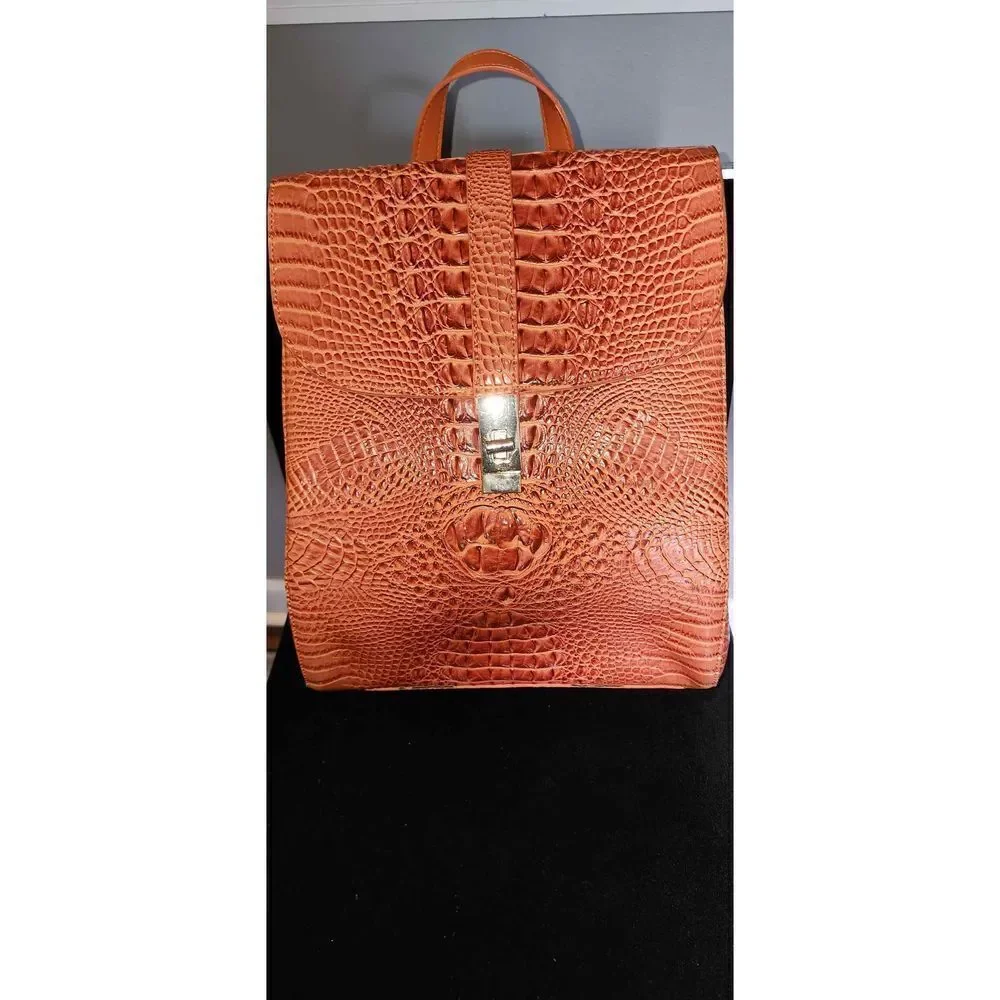 Orange Mock Croc Backpack